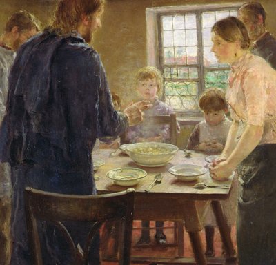 農民とキリスト（詳細）、1887〜88年頃（パネルに油彩） 作： Fritz von Uhde