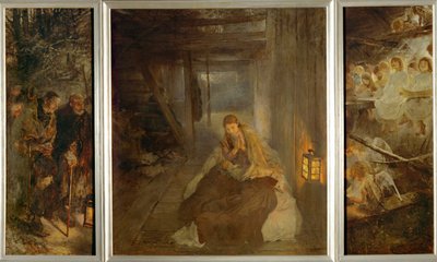 聖なる夜聖夜トリプティク、左 作： Fritz von Uhde