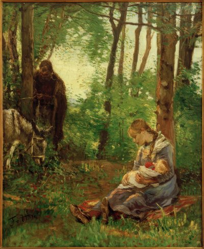森で休憩（残りの実行） 作： Fritz von Uhde
