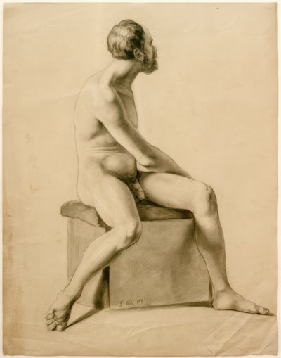 着席男性ヌード 作： Fritz von Uhde