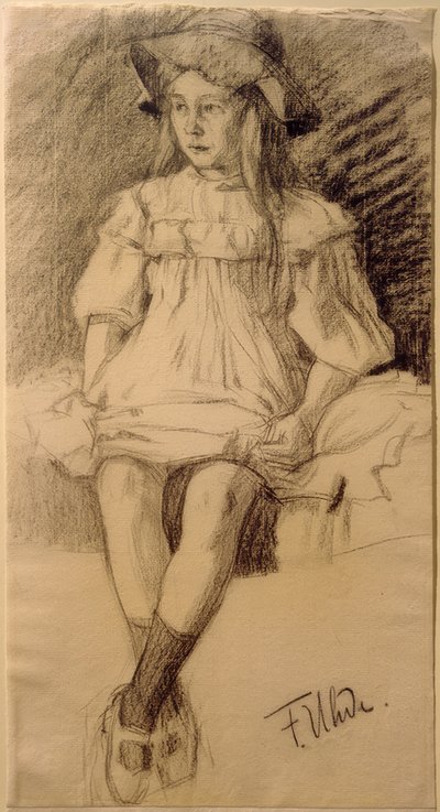 帽子に座っている女の子 作： Fritz von Uhde