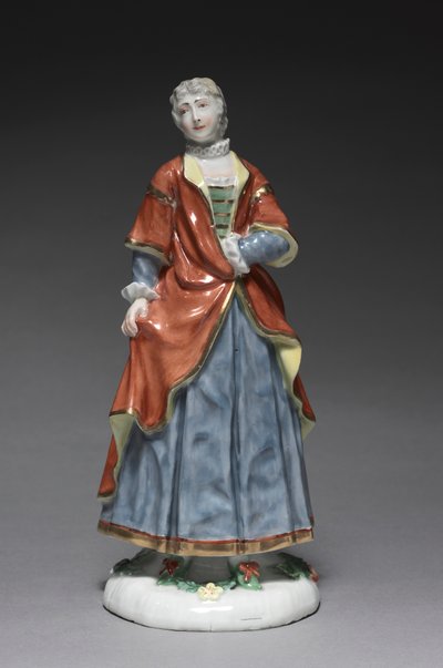 イタリアのコメディ フィギュア: Isabella, c. 1753年。 作： Fürstenberg Porcelain Factory