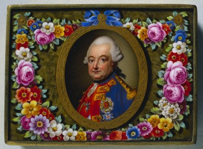 ブランズウィック公チャールズ1世の肖像画が入った嗅ぎタバコ入れ、c. 1770年。 作： Fürstenberg Porcelain Factory