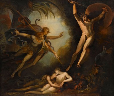 1779年、イチュリエルの槍に触れたサタンが出発。 作： Füssli