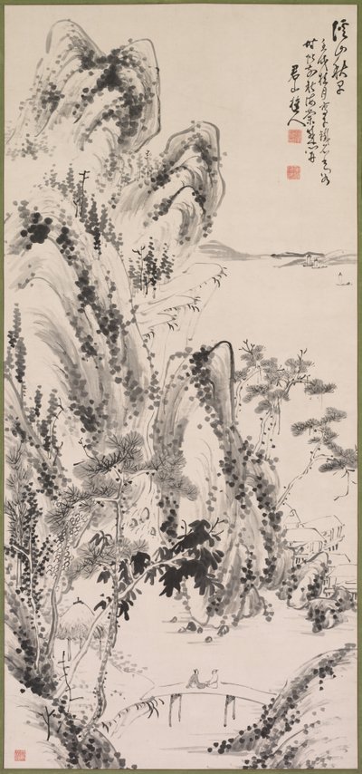 人物のいる風景 作： Fujimoto Tesseki