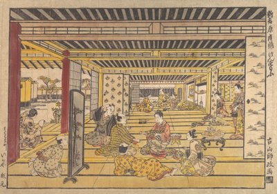 新吉原の手相撲 1740年。 作： Furuyama Moromasa