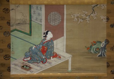 ベランダで休む遊女、18世紀。 作： Furuyama Moromasa