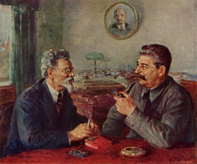 ヨシフ・スターリン（1879-1953）＆ミハイル・イワノビッチ・カリーニン（1875-1946） 作： Fyodor Alexandrovich Modorov