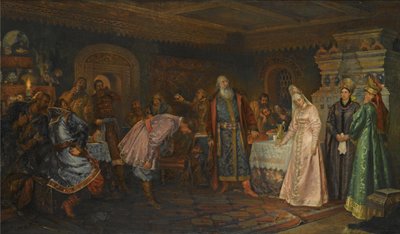 キスの儀式ボヤール・モロゾフ、妻エレナ、セレブレニ王子 作： Fyodor Fyodorovich Buchholz
