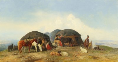 1874年、北コーカサスで休息する牛飼いたち。 作： Fyodor Ilyich Baykov