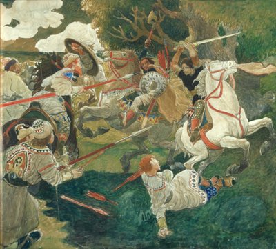 戦い。 1900〜1910年のロシアの歴史の場面 作： Fyodor Vladimirovich Shavrin