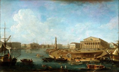 「ピーターとポールの要塞から見た証券取引所と海軍本部」、サンクトペテルブルク、1810 年。 作： Fyodor Yakovlevich Alexeev