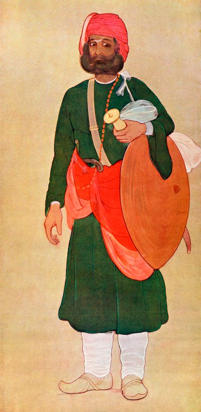 「戦争グループのラージプートの戦士」、1929 年。 作： Fyzee Rahamin