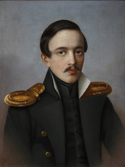 詩人ミハイル・レールモントフの肖像 1814～1841年、1887年 作： G.F. Krylov