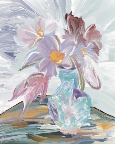 抽象的な花の静物画 作： 