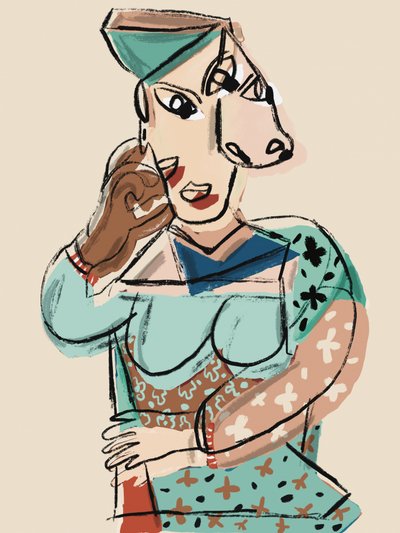 キュビズムの女性の肖像画 作： 