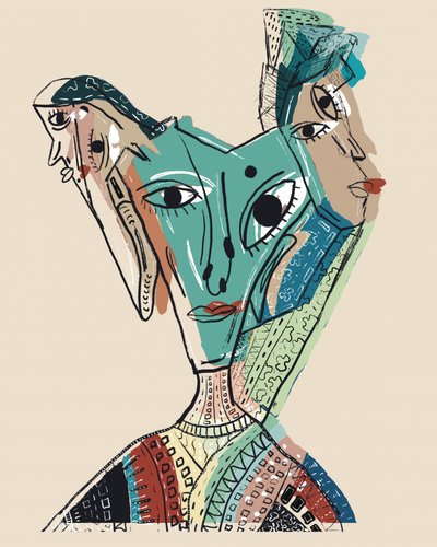 「複数の顔」の肖像画 作： GIovanna Gil Alves