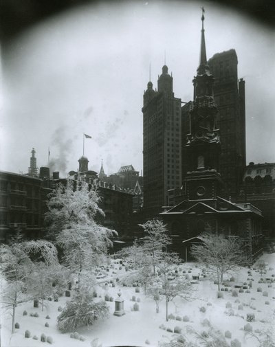 雪、ニューヨーク市のセントポール教会の墓地 作： G.P. Hall und Sohn