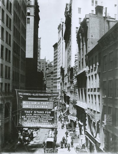 1908年ニューヨーク市メイデンレーンのタフトとシャーマンのバナー 作： G.P. Hall und Sohn