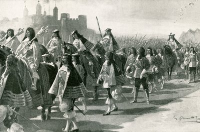 タワーからの最後の行列：チャールズ2世と彼の従者、タワーヒル、1661年4月22日 作： G.S. Amato