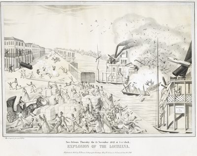 ニューオーリンズ1849年11月15日木曜日5時、ルイジアナの爆発、c。 1849年（クロモリトグラフ） 作： G. (after) Tolti