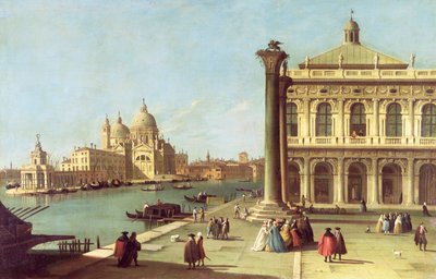 ピアツェッタとサンタマリアデッラサルーテ教会がある、ヴェネツィアの大運河への入り口 作： G. Canaletto