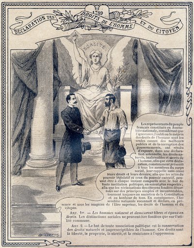 1789年：人間と市民の権利の宣言。L
