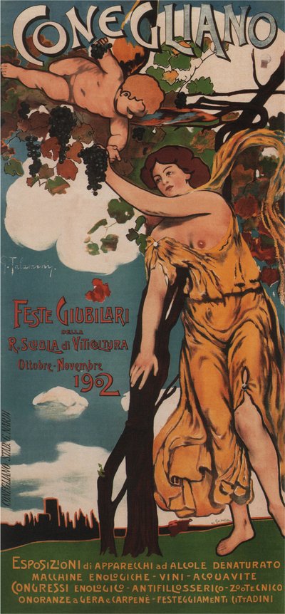 コネリアーノ - 王立ブドウ栽培学校の創立記念日、1902 年 作： G. Del Colle and G. Talamini
