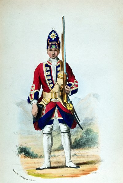 大砲の軍事記録のために、1742年にイギリス北部王室の私兵 作： G. E. Madeley
