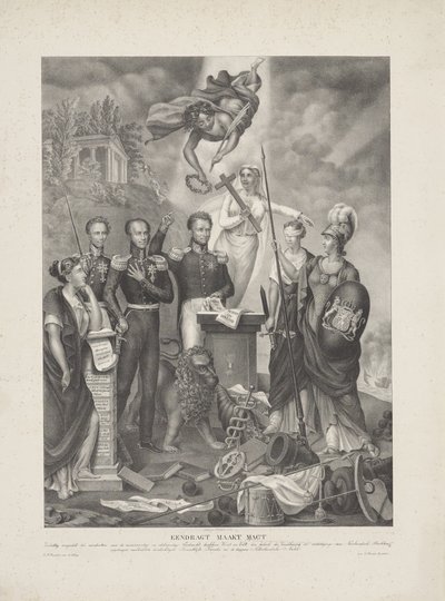 王子と人々の間の契約の寓話、1832年 Eendragt は、Neêrlandsch Rechten (タイトル o 作： G. Havius Zanders