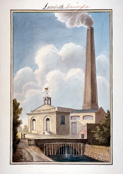 New London Waterworks、Vauxhall、ランベス、ロンドン、1825 作： G Yates