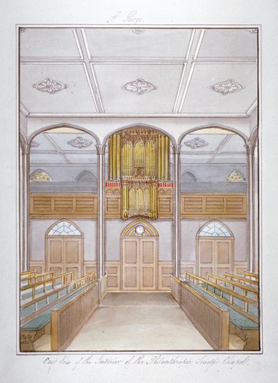 1825 年、ロンドン、サザーク、ロンドン ロードにある慈善協会のチャペル 作： G Yates