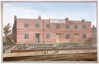 セント ジョージズ フィールド、サザーク、ロンドン、1825 年のドレーパーの救貧院の眺め 作： G Yates