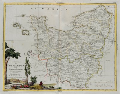 ノルマンディー、メイン州、ペルチェの統治、G。ズリアーニによる彫刻。1777年にヴェネツィアでアントニオザッタが出版したプライベートコレクションの最新アトラスのトメIから取った。 作： G. Zuliani