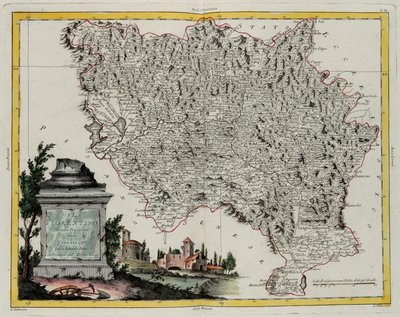 アントニオ・ザッタが1783年にヴェネツィアで出版した「最新アトラス」の第2巻から抜粋したG・ズリアーニによるフィレンツェの領土のエングレーヴィング、個人蔵 作： G. Zuliani