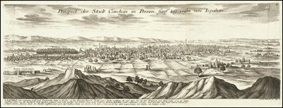 1720年のイラスト-イスパハンから5日旅したペルシャの都市カシャンの展望 作： Gabriel Bodenehr