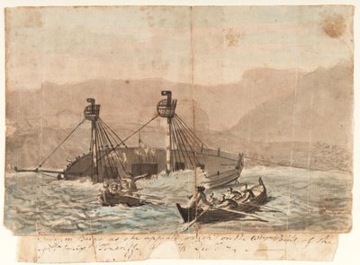 1774年12月、サンクルイズ・テネリフェ島の西端で難破したブリッグ遠征船。 作： Gabriel Bray