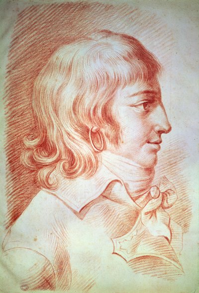 ルイアントワーヌレオンドサンジュスト（1767-94）（紙に赤いチョーク） 作： Gabriel Christophe Guerin