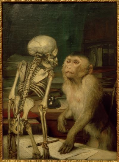 骸骨の前の猿 作： Gabriel Cornelius Ritter von Max