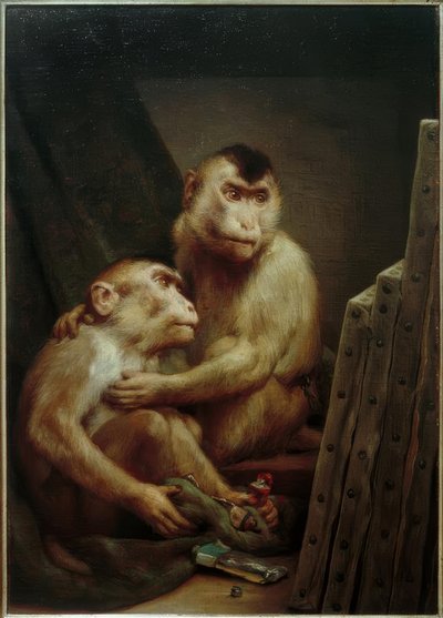 サルは絵画を見る 作： Gabriel Cornelius Ritter von Max