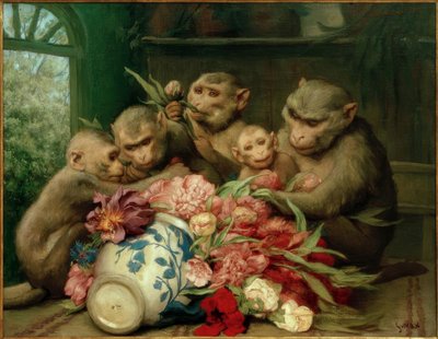 植物学者（花瓶のある猿） 作： Gabriel Cornelius Ritter von Max
