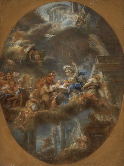 ロシア帝国の子供たちをミネルヴァに捧げる貴族、1795年頃（キャンバスに油彩） 作： Gabriel Francois Doyen
