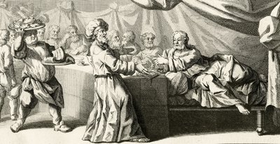 イエスはパリサイ人と一緒に夕食に招待されました。 作： Gabriel Francois Louis Debrie