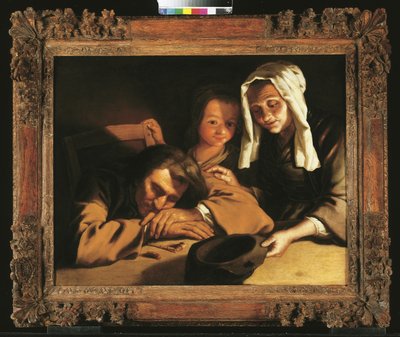 テーブルの周りに人物がいるキャンドルライトのインテリア 作： Gabriel Gresly