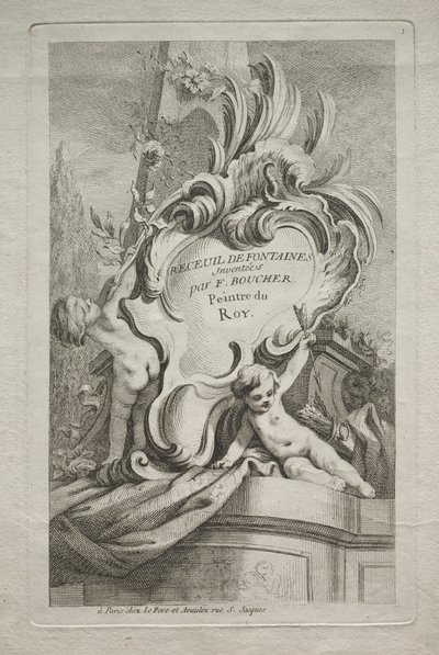 Book of Fountains：No. 1、タイトルページ、c。 1736年。 作： Gabriel Huquier