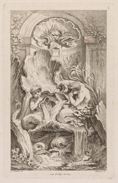 噴水の書：第6、c。 1736年。 作： Gabriel Huquier