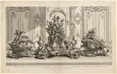 Juste-AurèleMeissonierの作品：大きなセンターピースのためのシルバー彫刻プロジェクト...、c。 1735-1737 作： Gabriel Huquier