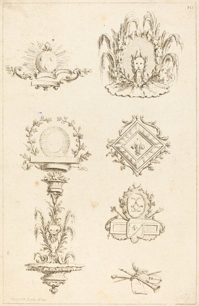 テールピースのデザイン: pl. 10 作： Gabriel Huquier after Claude Gillot