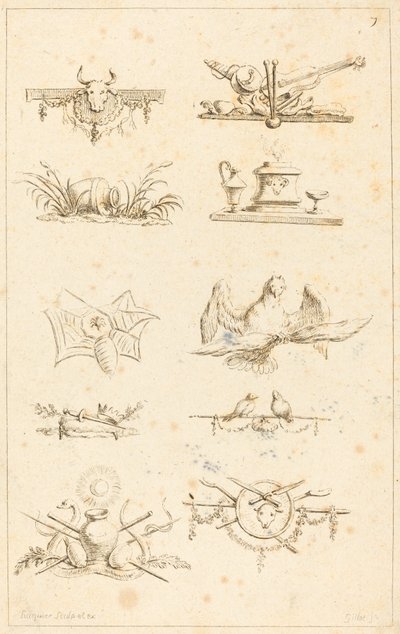 テールピースのデザイン: pl. 7 作： Gabriel Huquier after Claude Gillot