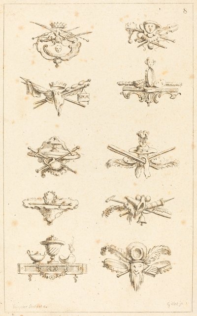 テールピースのデザイン: pl. 8 作： Gabriel Huquier after Claude Gillot